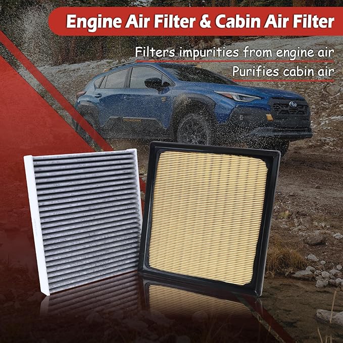 16546AA16A Engine Air Filter and CF12157 Cabin Air Filter kit Compatible with 2018-2025 Crosstrek 2.0L 2021-2024 Crosstrek 2.5L 2020-2025 Outback 2.4L 2.5L Replaces 16546-AA16A 87139-58010