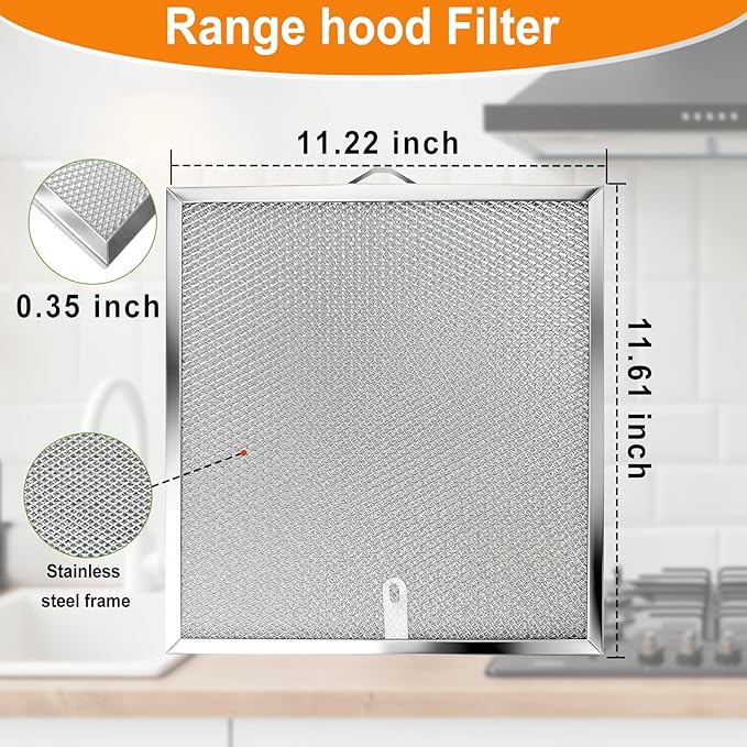 Stove Hood Vent Filter 11-1/4" x 11-3/4" BPQTAF S99010316 Compatible with Broan Range Hood Filter Replacement - 2 Pack