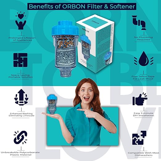 Inline Filter for Dishwashers – Hard Water Softener & Descaler | Prevents Scale, Rust, Sediment | Easy DIY Tap Inlet Installation | 3/4" MNPT - FNPT Thread | 1 Unit
