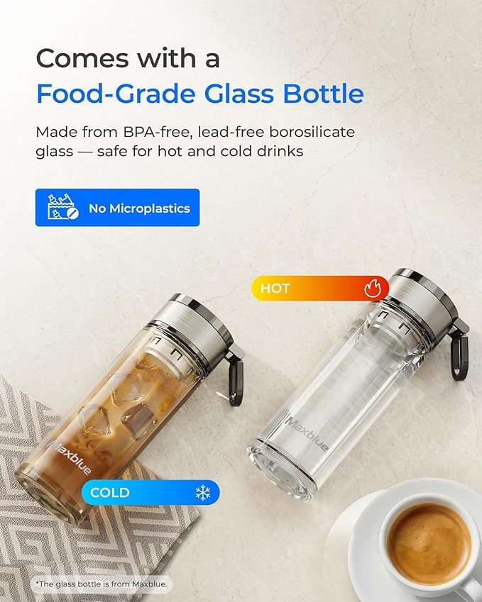 Waterdrop C1H Countertop Reverse Osmosis System, NSF/ANSI 58 & 372 Certified, 6 Stage Instant Hot RO Water Filter, No Installation Required, 3:1 Pure to Drain, Glass Bottle Included