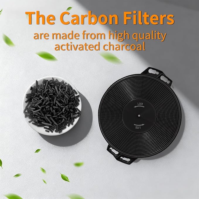 CACF006 Range Hood Carbon Filters, Replacement Charcoal Filters for Ductless Ventilation, Carbon Filters for Recirculation