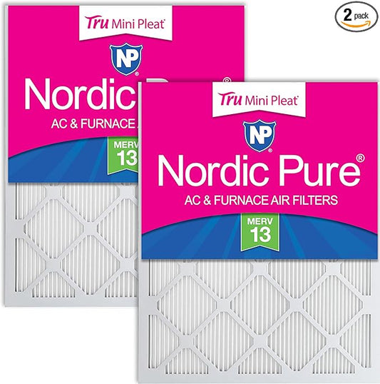 Nordic Pure 15x20x1 (Actual Size: 14 1/2 x 19 1/2 x 3/4) Tru Mini Pleat MERV 13 AC Furnace Air Filters – 2.5X More Media for Longer-Lasting, High-Efficiency Filtration - 2 Pack