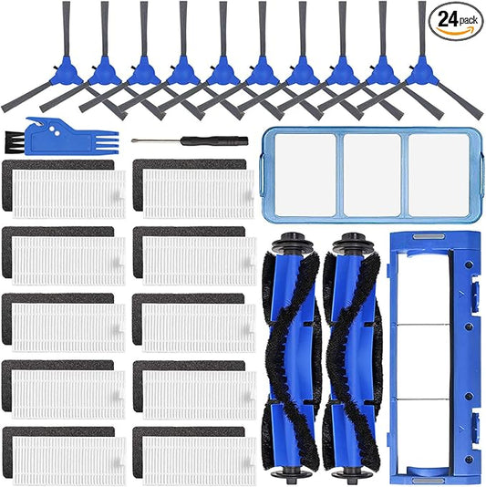 Replacement Parts Accessories Kit for Eufy RoboVac 11S, 15C, 30, 30C, 12, 35C Vacuum Filters, 10 Side Brushes, 10 Filter, 2 Main Brush, 1 Pre Filter, 1 Roller Brush Guard