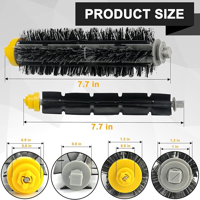Replacement Brushes Fit for i-Robot Room-ba 600 & 700 Series 614 630 635 640 645 650 660 675 680 690 695 760 770 780 Robot Vacuum Cleaner Includes 3 Sets Bristle & Flexible Beater Brush Kit