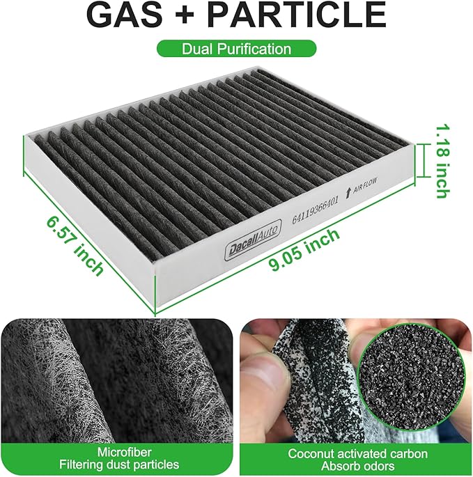2pcs Cabin Air Filter Set for BMW 530i, 530i xDrive, X5, X6, X7, 530e, 540i, 540i xDrive, 740i, 750i, 750Li xDrive, 840i, Alpina B7, M5, M550i xDrive, M8, Replace 64119366401