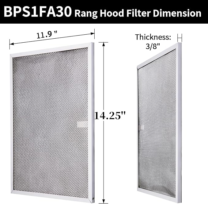 BPS1FA30 Range Hood Filter Replacement for 30-Inch Broan Nutone QS1 WS1, Allure Grease Filter, Replaces 99010299,S99010305,AP3378953 Range Hood Filters 11-3/4" X 14-1/4" X 3/8" Aluminum (4 Pack)