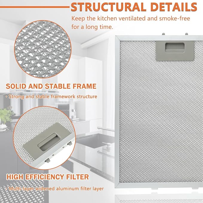 2 Pack W10169961A Range Hood Filter Replacement 5 Layer Aluminum Mesh Hood Grease Filter Fit for Whirlpool, Kitchen Aid, Jenn-Air Range Hoods