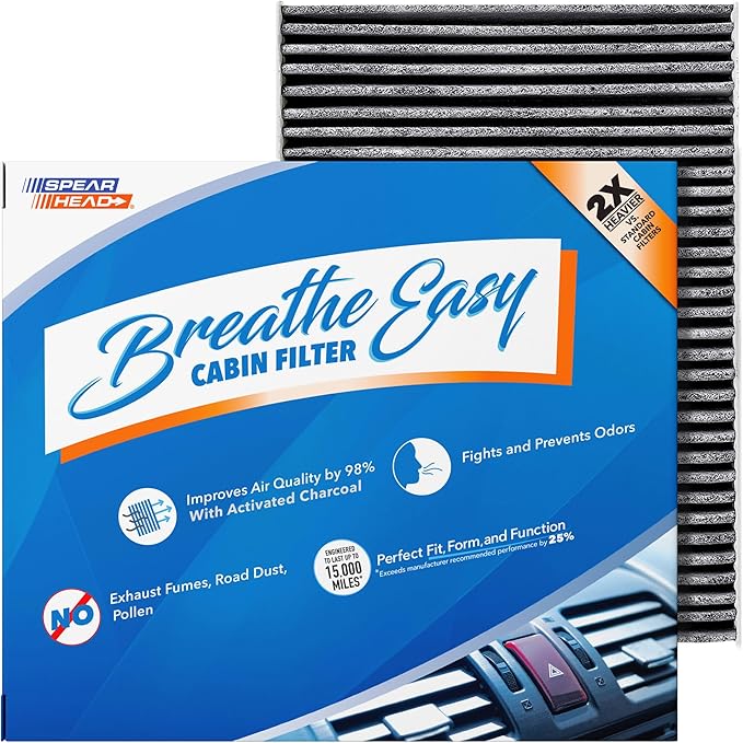 Spearhead Odor Defense Breathe Easy AC & Heater Cabin Filter | Fits 2014-2020 Rogue, 2017-2022 Rogue Sport Like OEM | Up to 25% Longer Lasting w/Activated Carbon (BE-854)