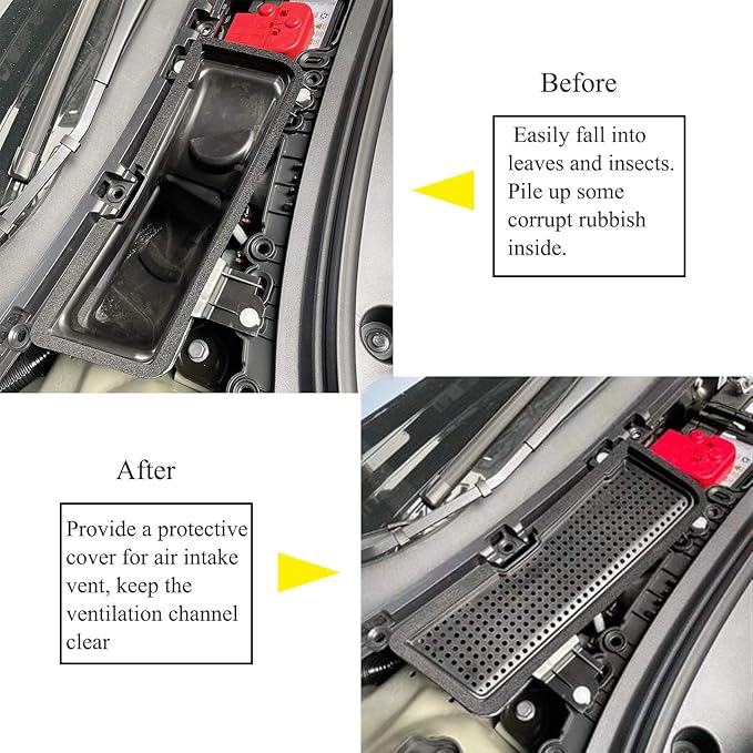 Model 3 Air Intake Filter Grille Cover Air Flow Vent Protection Frame Cover Anti-blocking Air Inlet Grill Cover for 2021 2022 2023 2024 2025 Tesla Model 3 Accessories