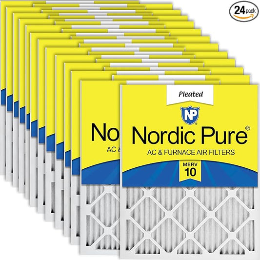 Nordic Pure 16x20x1 (Actual Size: 15 1/2 x 19 1/2 x 3/4) Pleated MERV 10 Air Filters 24 Pack