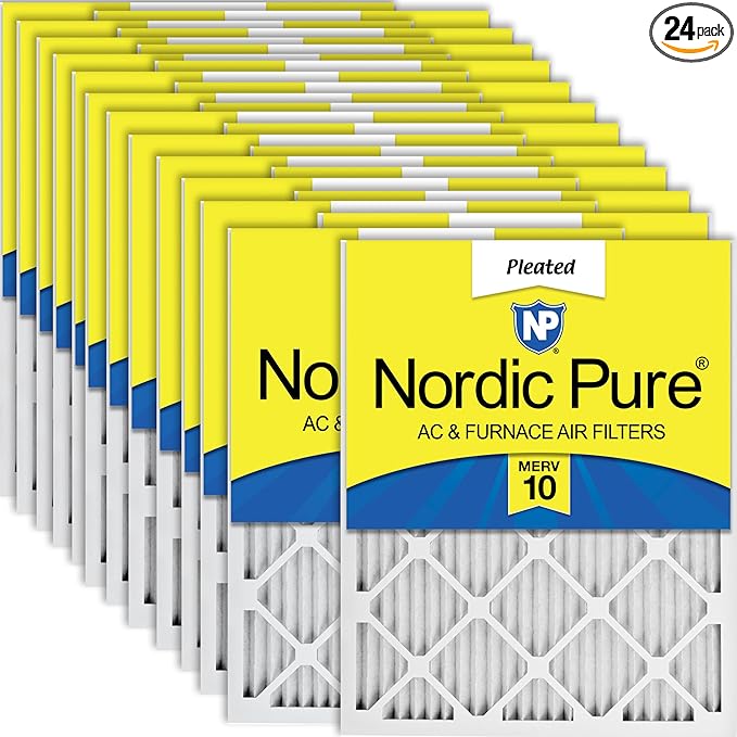Nordic Pure 12x18x1 (Actual Size: 11 1/2 x 17 1/2 x 3/4) Pleated MERV 10 Air Filters 24 Pack