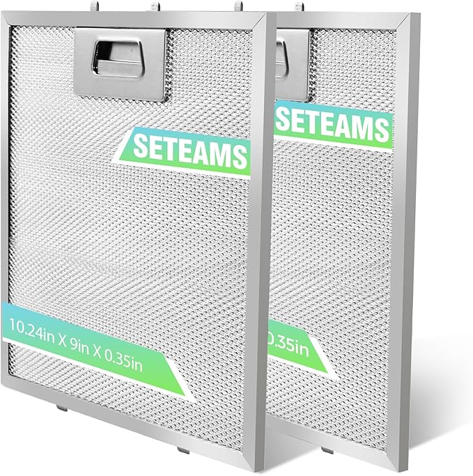 2-Pack S97018029 Range Hood Filter Replacement with Stainless Steel Frame, 5-Layer Aluminum Mesh Grease Filter for Broan B5 Series, 9"x10.25", Fits Part #99010123 – Corrosion-Resistant By Seteams
