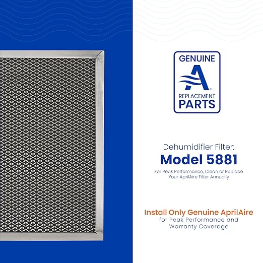 AprilAire 5881 Washable MERV 8 Dehumidifier Filter for Whole-House Dehumidifiers E080 and E100 or Dehumidifying Ventilator 8192A, 12x13.5x1 (Pack of 1)