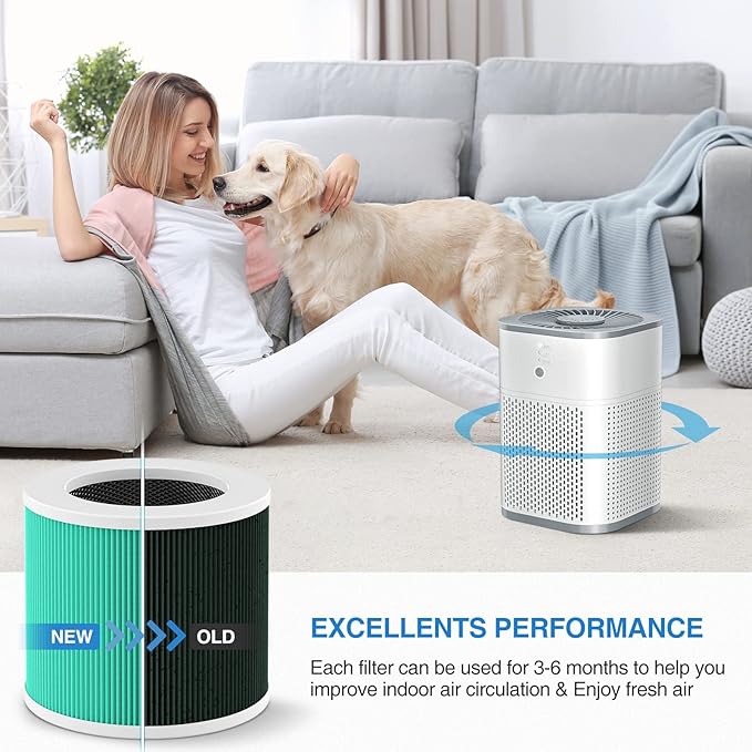 HY1800 Replacement Filter Compatible with CHIVALZ/MORENTO/Loytio/Honeyuan/AYAFATO/IOIOW HY1800 Air Purifier (2 Pack)
