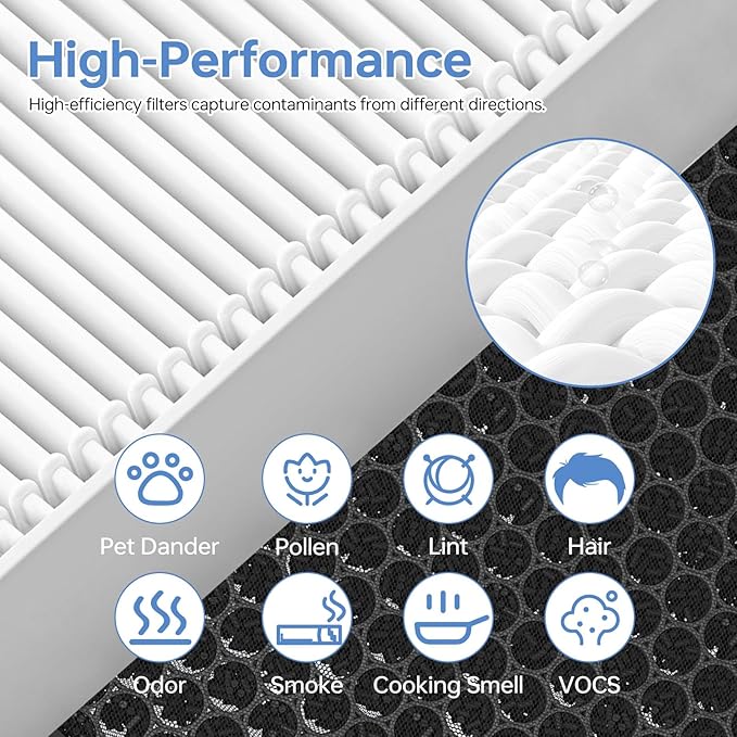 1712-0123-00 Replacement Filter Q for Winix 5510 and 5520,Activated Carbon Filter Combo for pet odors,Part Includes:2 True HEPA Filters & 2 Carbon Filter,1 Pack Cleaning Brush