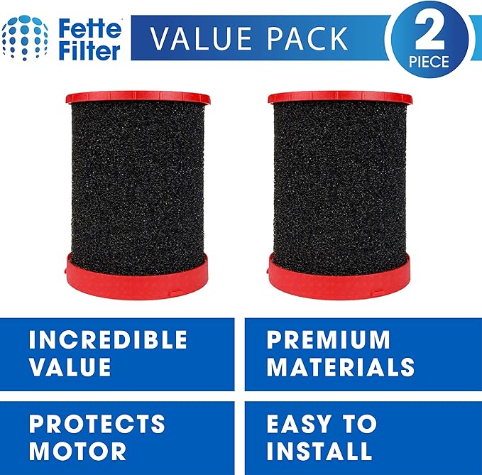 Fette Filter - 49-90-1990 Large Wet/Dry Vac Foam Wet Filter Compatible with Milwaukee M18 Fuel Wet/Dry Vacuums Models 0910-20, 0920-20, 0920-22HD, 0930-22HD, 0931-20 - Part # 49-90-1990 Pack of 2