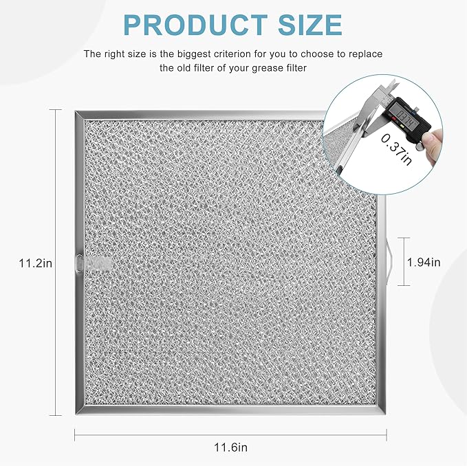 99010316 Range Hood Grease Filter 11 1/4" x 11 3/4" Compatible with b-roan Nu-tone Ken-more Stove Replace S99010316, WA65AF, NTK7450000, 990721400, 990721400A (2 Pack) by AMI PARTS