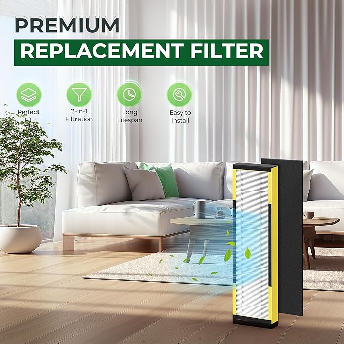 CHIVALZ FLT4825 Filter B Replacement for FLT4825 HEPA Replacement Filter, Compatible with Air Purifier AC4825 AC4300 AC4800 AC4900 AC4850, 2 Hepa Filters + 8 Carbon Filters, 2 Pack