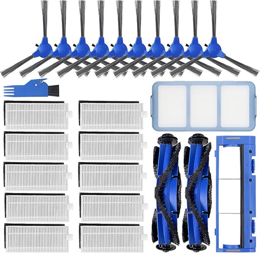 CERO 25 Pack Replacement Parts for Eufy RoboVac 11S, 25C, 15C, 30, 30C, 12, 35C, 15T Robot Vacuum Accessories, 2 Rolling Brushes, 10 Filters, 10 Side Brushes, 1 Pre Filter, 1 Rolling Brush Guard