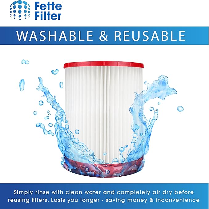 Fette Filter - 49-90-1977 Large Wet/Dry Vacuum HEPA Filter Compatible with Milwaukee M18 Fuel Wet/Dry Vacuums Models 0910-20, 0920-20, 0920-22HD, 0930-22HD, 0931-20 - Part # 49-90-1977 Pack of 2