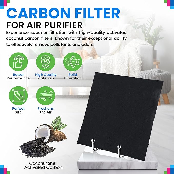 Bagean Airmega AP-1512HH Carbon Pre Filter - Compatible with Coway Air Purifier AP 1512HH and 200M - Fits Coway Filter Replacement - Activated Carbon Filters Absorb Odor & Freshen the Air (6-Pack)
