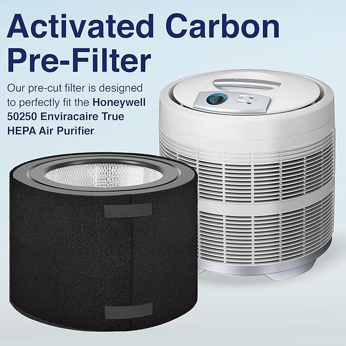 Replacement Pre-Filter for Honeywell 50250 Air Purifier - Carbon Pre Filter for Odor Control - Air Purifier Filter Compatible with True HEPA Air Filters - 2 Pack
