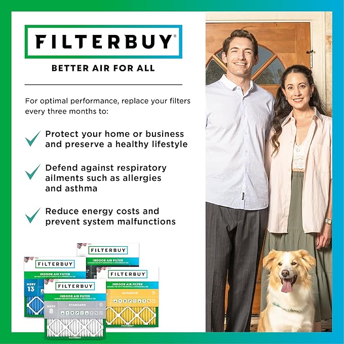 Filterbuy 17x25x1 Air Filter MERV 11 Superior Pet & Allergy Defense (6-Pack), Electrostatic Pleated HVAC AC Furnace Filters Replacement (Actual Size: 16.50 x 24.50 x 0.75)