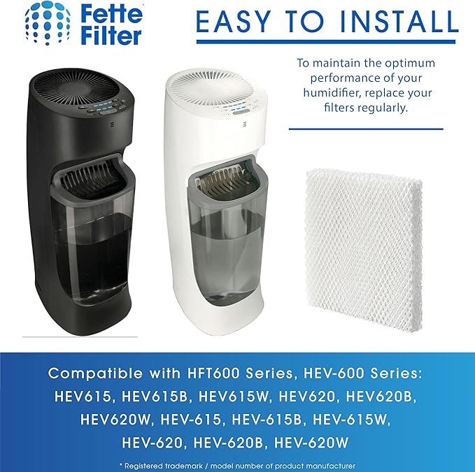 Fette Filter - Filter T Humidifier Wicking Filters Compatible with Honeywell HFT600T HFT600PDQ for Honeywell Tower Humidifier HEV615 Series & HEV620 Series. Includes 6 Replacement Filters.