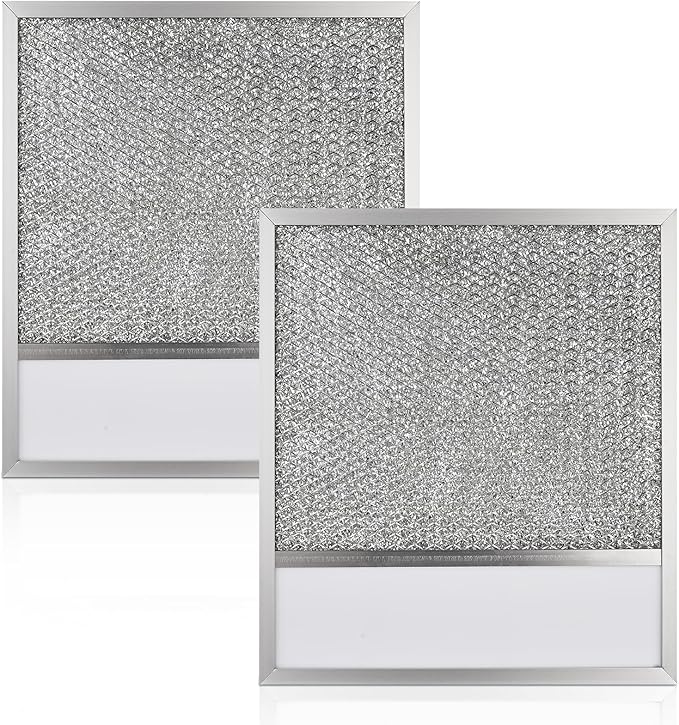 Range hood Filter with Light Lens Replacement Compatible with Air-O hoods 1200 and other brands, Exact Range Hood Aluminum Lens Grease Filters 11 x 12 x 3/8 Inches (2 Pack)