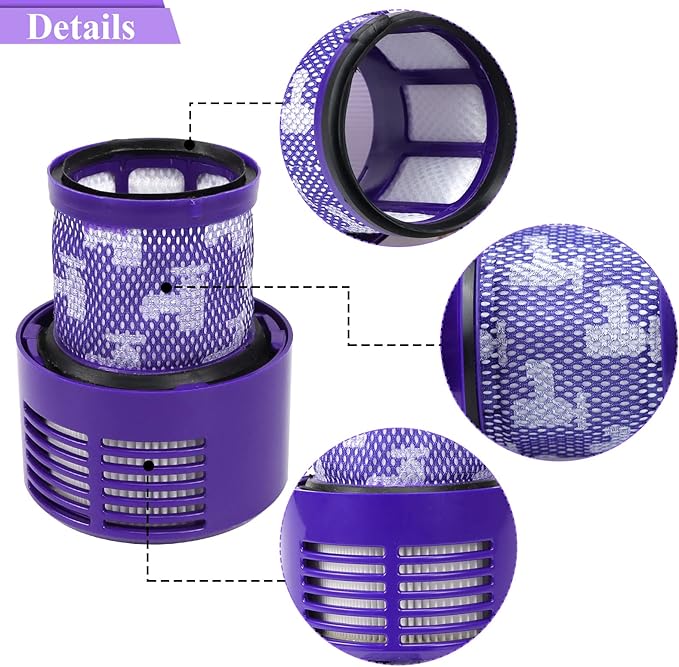 HEPA Filter Replacements for Dyson Cyclone V10 Animal V10 Absolute SV12 V10 Total Clean Cordless Stick Vacuum Part no. 969082-01 (2 Pack)