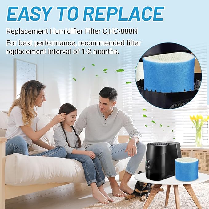 Lemige 4 Pack Upgraded HC888 Series Filters C Compatible with HC-888, HC-888N, HC-888, HC-888N, HCM-890, HEV-320 Series, for Duracraft DCM-200, DH-890, for Walgreens Cool Mist Humidifiers 890-wgn