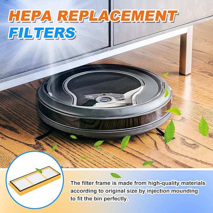 Replacement Filters for Shark ION Robot Vacuum Cleaner, Compatible with RV700, RV720, RV750, RV755, 2 Pack