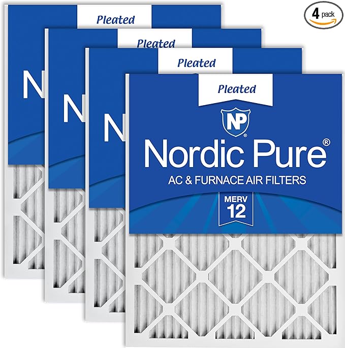 Nordic Pure 16x20x1 (Actual Size: 15 1/2 x 19 1/2 x 3/4) Pleated MERV 12 Air Filters 4 Pack
