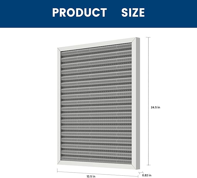 14x25x1 HVAC Furnace Air Filter, Lasts a Lifetime, Washable, the Last HVAC Filter You Will Ever Buy, Healthier Home or Office, Merv 8(Actual Size:13.50x24.50x0.82 Inch)