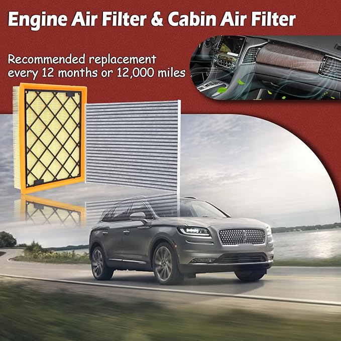 CA11480 Engine Air Filter and CF11775 Cabin Air Filter kit Compatible with 2015-2024 Ford Edge 2013-2020 Fusion 2013-2020 Lincoln MKZ 2016-2018 MKX Replaces PA6272 DG9Z-19N619-A
