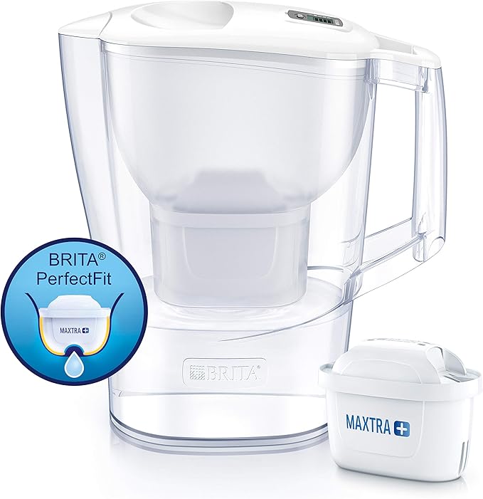 BRITA S0500 Aluna Fridge Water Filter jug for Reduction of Chlorine, limescale and Impuities, White, 2.4 L