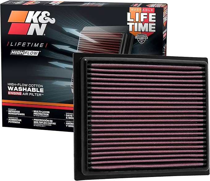 K&N High-Flow Original Lifetime Engine Air Filter: Increase Power: Premium, Washable: Compatible with 2010-2024 Lexus/Mitsubishi/Toyota: (See Product Description for Select Models), 33-2435
