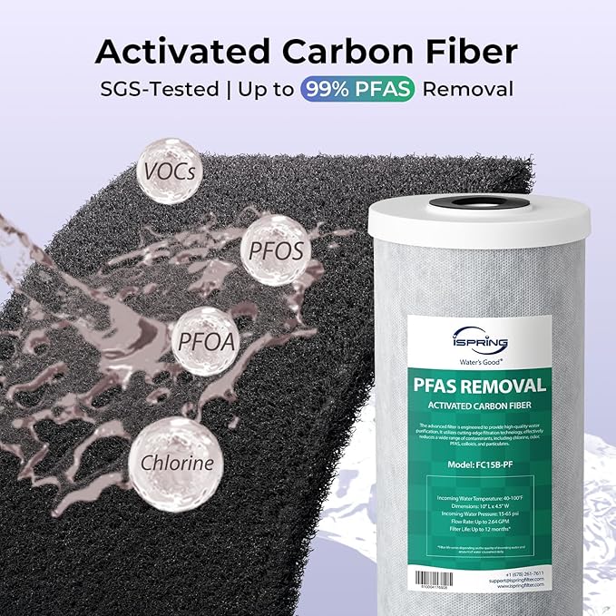 iSpring F3WGB31BPFKDS Whole House Water Filter Replacement Pack, SGS-Tested, Reduces PFAS, Scale, Heavy Metals, Chlorine, Corrosion, Taste & Odor, Up to 12 Months, 4.5” x 10”, Fits WGB31B-PFKDS