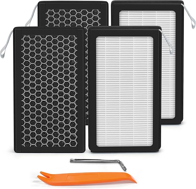 Model 3/Y Air Filter Compatible with Tesla Model 3 Model Y Accessories 2016 to 2023 Version, Premium HEPA and Activated Carbon 2-IN-1 Cabin Air Filter, 2 Sets of Model 3 Filter Kit with Removal Tools