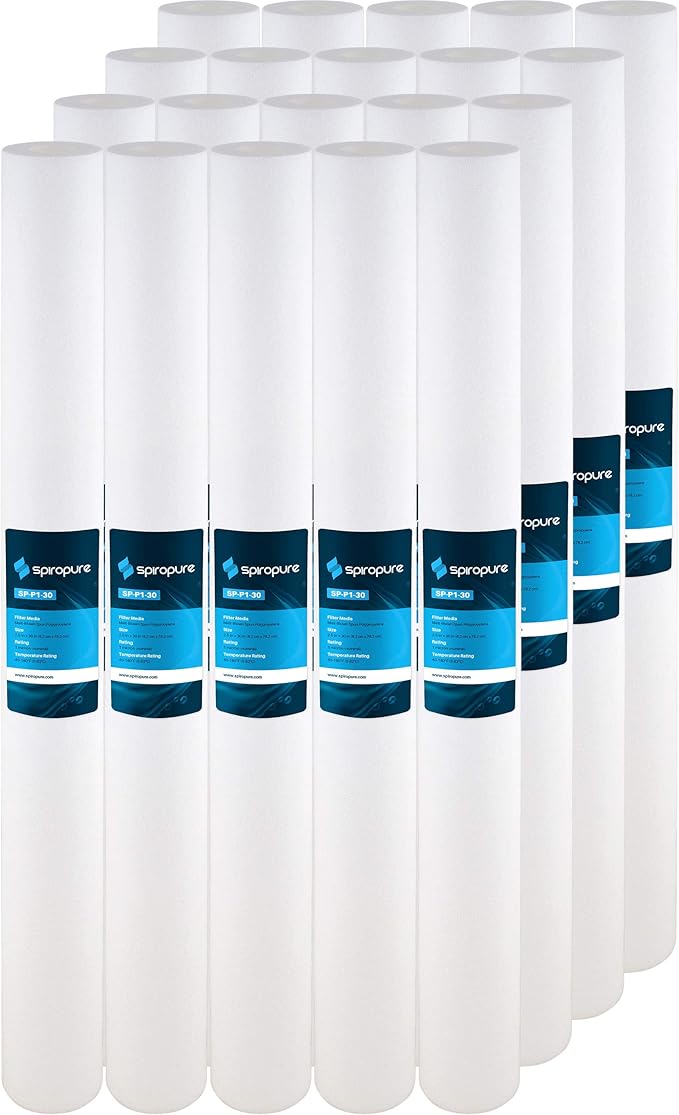 SpiroPure SP-P1-30 30x2.5 1 Micron Spun Melt-Blown Polypropylene Sediment Water Filter Cartridge SDC-25-3001 P1-30 155227-43 (Case of 20)