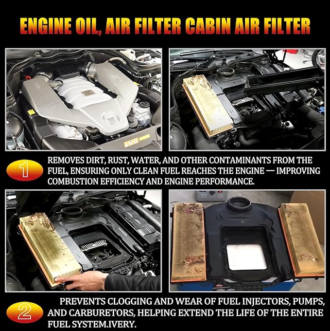 Engine Oil, Air Filter Cabin Air Filter Compatible With Mercedes-Benz Vehicle C240 E320 C230 C300 C320 C350 E350 E500 Gl450 Sl500 Replaces# CUK29005, C3698/3-2, HU718/5X