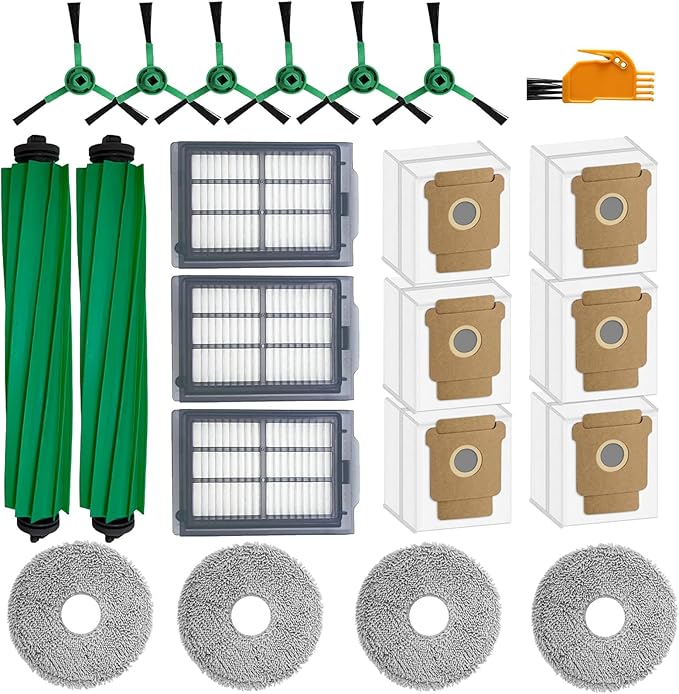 22 Pcs Accessories Kit For iRobot Roomba Plus 505/405 Combo Robot Vacuum, 2 Roller Brush, 4 Mop Pads, 3 Hepa Filters, 6 Side Brush, 6 Vacuum Bags Replacement Parts
