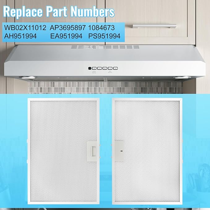 2 Pcs WB02X11012 Range Hood Filter Replacement for GE JV666H2SS JV566h2SS JV565H1BB JV565H1CC JV565H1WW
