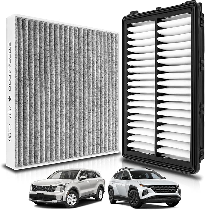 AUTOKAY 97133L1000 28113L1000 Cabin & Engine Air Filter Fit for Hyundai Tucson Santa Cruz 2022-2025 Santa Fe 2021-2025 Sonata 2020-2025 for Kia Sorento K5 2021-2025 Sportage 2023-2025 Not For Hybrid