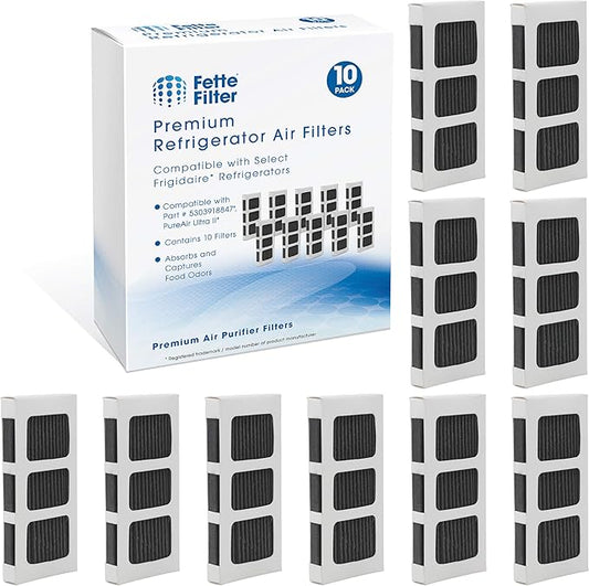 Fette Filter - Refrigerator Air Filter Compatible with Frigidaire Paultra II, Pure Air Ultra II, Electrolux 242047805 5303918847 EAP12364179 Part Number 5303918847 - Pack of 10
