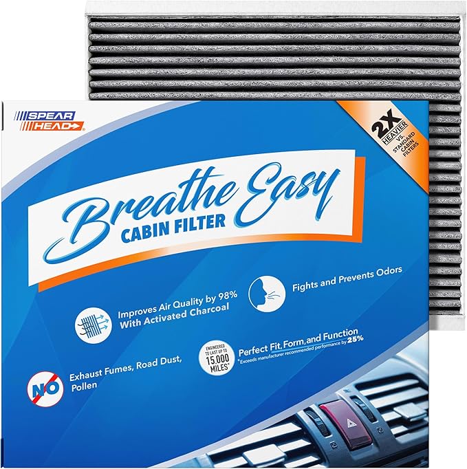 Spearhead Odor Defense Breathe Easy Cabin Filter | Fits 15-25 F-150, 22-25 F-150 Lightning, 17-25 F-250/350, 18-24 Expedition, 18-24 Navigator | Up to 25% Longer Lasting w/Activated Carbon (BE-150)