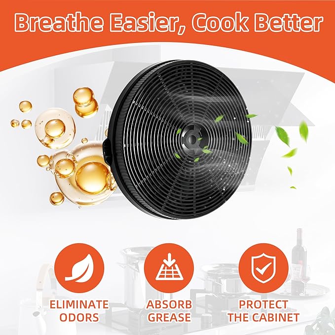 CFK1-TM 4 Set Carbon Charcoal Filter Compatible with Cosmo Range Hoods UMC30 UC30 UMC36 UC36, Also Fit Tieasy USGDCF-G JOEAONZ YYCF02 FIREGAS CC170 Models