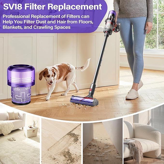 V9 SV18 Filter Replacement for Dyson Digital Slim SV18 Spare & V9 Motorbar Cordless Vacuum, Part No. 970612-01 for Dy-son V9 Filter, 4 Pack