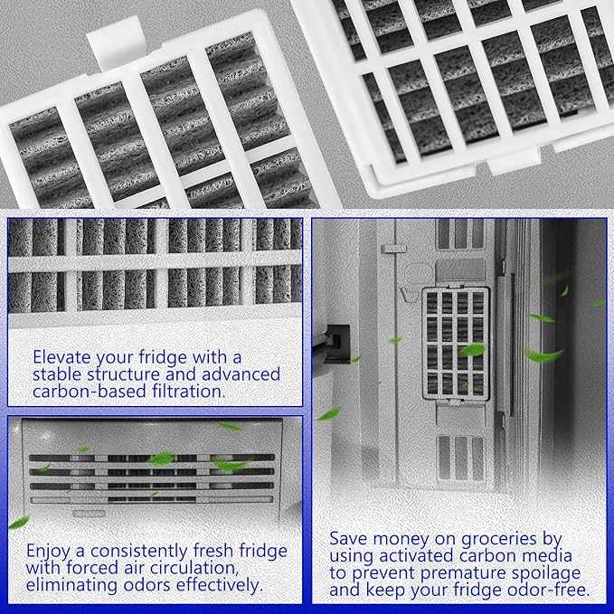 HASMX Replacement Refrigerator Air Filter for KitchenAid KRFF507ESS01, KRSF505ESS00, KRFF300ESS00 Replaces Part Numbers: W10311524, 1876318, 2319308, AH2580853, EA2580853, PS2580853, LP85057