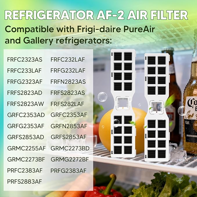 FRGPAAF2 Refrigerator Air Filter Replacement For Frigidaire FRGPAAF2 PureAir AF-2 Air Filter FRFC2323AS, FRFC232LAF, FRFC233LAF, Replaces Part 4977184 AP7194838 PS16745923 EAP16745923,4 Pack